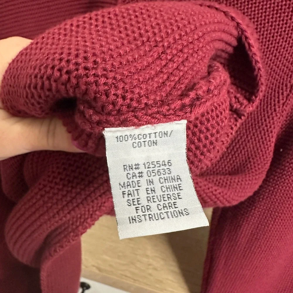 Habitat Clothes To Live In Sweater Womens M Red V-Neck Knit Pocket Asymmetrical